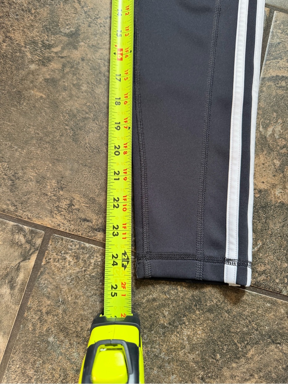 adidas dark gray Leggings with White 3-Stripe Side 0112 - Picture 5 of 7
